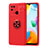 Funda Silicona Carcasa Ultrafina Goma con Magnetico Anillo de dedo Soporte SD1 para Xiaomi Redmi 10 Power Rojo