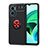 Funda Silicona Carcasa Ultrafina Goma con Magnetico Anillo de dedo Soporte SD1 para Xiaomi Redmi 11 Prime 5G Rojo y Negro