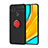 Funda Silicona Carcasa Ultrafina Goma con Magnetico Anillo de dedo Soporte SD1 para Xiaomi Redmi 9 India Rojo y Negro