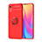 Funda Silicona Carcasa Ultrafina Goma con Magnetico Anillo de dedo Soporte SD1 para Xiaomi Redmi 9i Rojo