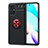 Funda Silicona Carcasa Ultrafina Goma con Magnetico Anillo de dedo Soporte SD1 para Xiaomi Redmi Note 11 4G (2021) Rojo y Negro