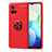 Funda Silicona Carcasa Ultrafina Goma con Magnetico Anillo de dedo Soporte SD2 para Vivo iQOO Z6 5G Rojo