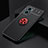 Funda Silicona Carcasa Ultrafina Goma con Magnetico Anillo de dedo Soporte SD2 para Xiaomi Redmi 11 Prime 5G Rojo y Negro