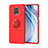 Funda Silicona Carcasa Ultrafina Goma con Magnetico Anillo de dedo Soporte SD2 para Xiaomi Redmi Note 9 Pro Max Rojo