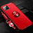 Funda Silicona Carcasa Ultrafina Goma con Magnetico Anillo de dedo Soporte T01 para Apple iPhone 11 Pro Max Rojo