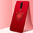 Funda Silicona Carcasa Ultrafina Goma con Magnetico Anillo de dedo Soporte T01 para OnePlus 7T Pro Rojo