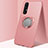 Funda Silicona Carcasa Ultrafina Goma con Magnetico Anillo de dedo Soporte T01 para Oppo Find X2 Neo Oro Rosa