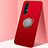 Funda Silicona Carcasa Ultrafina Goma con Magnetico Anillo de dedo Soporte T01 para Oppo Find X2 Neo Rojo