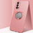 Funda Silicona Carcasa Ultrafina Goma con Magnetico Anillo de dedo Soporte T01 para Oppo Reno4 Pro 5G Oro Rosa