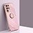 Funda Silicona Carcasa Ultrafina Goma con Magnetico Anillo de dedo Soporte T01 para Samsung Galaxy S22 Ultra 5G Oro Rosa