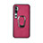 Funda Silicona Carcasa Ultrafina Goma con Magnetico Anillo de dedo Soporte T01 para Xiaomi Mi Note 10 Pro Rosa Roja