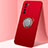 Funda Silicona Carcasa Ultrafina Goma con Magnetico Anillo de dedo Soporte T02 para Huawei Honor Play4 5G Rojo