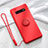 Funda Silicona Carcasa Ultrafina Goma con Magnetico Anillo de dedo Soporte T02 para Samsung Galaxy S10 5G Rojo