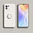 Funda Silicona Carcasa Ultrafina Goma con Magnetico Anillo de dedo Soporte T02 para Xiaomi Mi 11 5G Blanco