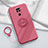 Funda Silicona Carcasa Ultrafina Goma con Magnetico Anillo de dedo Soporte T02 para Xiaomi Redmi 10X 4G Rojo Rosa