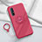 Funda Silicona Carcasa Ultrafina Goma con Magnetico Anillo de dedo Soporte T03 para Oppo Find X2 Neo Rojo Rosa