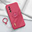 Funda Silicona Carcasa Ultrafina Goma con Magnetico Anillo de dedo Soporte T03 para Oppo Find X2 Pro Rojo Rosa