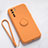 Funda Silicona Carcasa Ultrafina Goma con Magnetico Anillo de dedo Soporte T03 para Oppo Reno3 Naranja