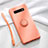 Funda Silicona Carcasa Ultrafina Goma con Magnetico Anillo de dedo Soporte T03 para Samsung Galaxy S10 Plus Naranja