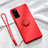 Funda Silicona Carcasa Ultrafina Goma con Magnetico Anillo de dedo Soporte T04 para Huawei Honor V30 5G Rojo