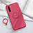 Funda Silicona Carcasa Ultrafina Goma con Magnetico Anillo de dedo Soporte T04 para Oppo A91 Rojo Rosa