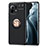 Funda Silicona Carcasa Ultrafina Goma con Magnetico Anillo de dedo Soporte T04 para Xiaomi Mi 11 Lite 5G Oro y Negro