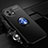 Funda Silicona Carcasa Ultrafina Goma con Magnetico Anillo de dedo Soporte T05 para Xiaomi Mi 11 Lite 5G NE Azul y Negro
