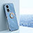 Funda Silicona Carcasa Ultrafina Goma con Magnetico Anillo de dedo Soporte XL1 para Oppo A58x 5G Azul