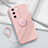 Funda Silicona Carcasa Ultrafina Goma con Magnetico Anillo de dedo Soporte Z01 para Vivo V27 5G Rosa