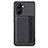 Funda Silicona Carcasa Ultrafina Goma con Magnetico S02D para Realme C33 (2023) Negro