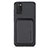 Funda Silicona Carcasa Ultrafina Goma con Magnetico S02D para Samsung Galaxy A03s Negro