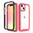 Funda Silicona Carcasa Ultrafina Goma Frontal y Trasera 360 Grados para Apple iPhone 14 Rojo y Negro