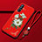 Funda Silicona Gel Goma Flores Carcasa para Oppo Find X2 Neo Rojo