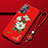 Funda Silicona Gel Goma Flores Carcasa S01 para Oppo Reno5 5G Rojo