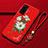 Funda Silicona Gel Goma Flores Carcasa S01 para Vivo X51 5G Rojo