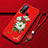 Funda Silicona Gel Goma Flores Carcasa S01 para Vivo Y50 Rojo