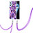 Funda Silicona Gel Goma Patron de Moda Carcasa con Acollador Cordon Lanyard Y01B para Realme 9i 4G Morado