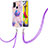 Funda Silicona Gel Goma Patron de Moda Carcasa con Acollador Cordon Lanyard Y01B para Samsung Galaxy M31 Purpura Claro