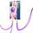 Funda Silicona Gel Goma Patron de Moda Carcasa con Acollador Cordon Lanyard Y01B para Samsung Galaxy Note 20 5G Purpura Claro