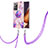 Funda Silicona Gel Goma Patron de Moda Carcasa con Acollador Cordon Lanyard Y01B para Samsung Galaxy Note 20 Ultra 5G Purpura Claro