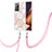 Funda Silicona Gel Goma Patron de Moda Carcasa con Acollador Cordon Lanyard Y01B para Samsung Galaxy Note 20 Ultra 5G Rosa