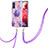 Funda Silicona Gel Goma Patron de Moda Carcasa con Acollador Cordon Lanyard Y01B para Samsung Galaxy S20 FE 4G Purpura Claro