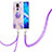 Funda Silicona Gel Goma Patron de Moda Carcasa con Acollador Cordon Lanyard Y01B para Xiaomi Redmi Note 9 Purpura Claro