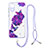 Funda Silicona Gel Goma Patron de Moda Carcasa con Acollador Cordon Lanyard Y01X para Samsung Galaxy A03 Core Morado