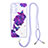 Funda Silicona Gel Goma Patron de Moda Carcasa con Acollador Cordon Lanyard Y01X para Samsung Galaxy A04s Morado