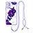 Funda Silicona Gel Goma Patron de Moda Carcasa con Acollador Cordon Lanyard Y01X para Xiaomi Redmi 9 Power Morado