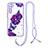 Funda Silicona Gel Goma Patron de Moda Carcasa con Acollador Cordon Lanyard Y01X para Xiaomi Redmi Note 8 (2021) Morado