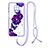 Funda Silicona Gel Goma Patron de Moda Carcasa con Acollador Cordon Lanyard Y01X para Xiaomi Redmi Note 9 Pro Max Morado