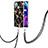 Funda Silicona Gel Goma Patron de Moda Carcasa con Acollador Cordon Lanyard Y02B para Realme C25Y India Negro