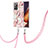 Funda Silicona Gel Goma Patron de Moda Carcasa con Acollador Cordon Lanyard Y02B para Samsung Galaxy Note 20 Ultra 5G Rosa